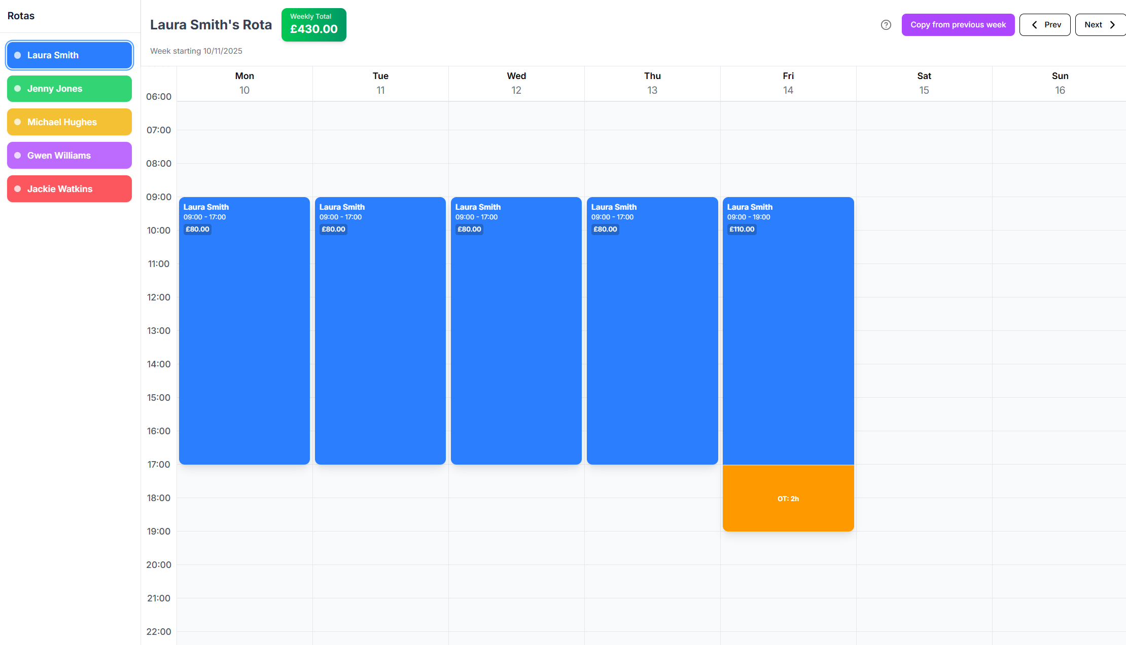 EndingBoredom rota builder interface